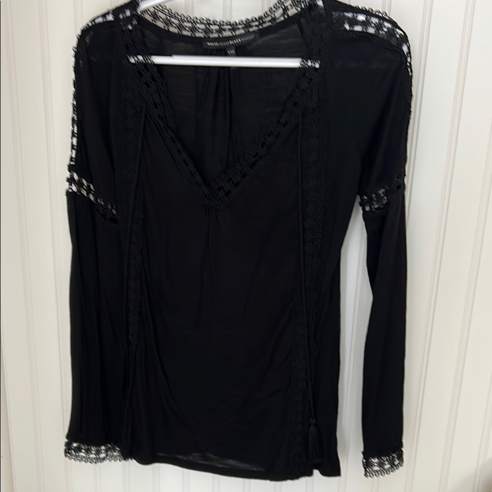 Elegant Black Lace Trim Top